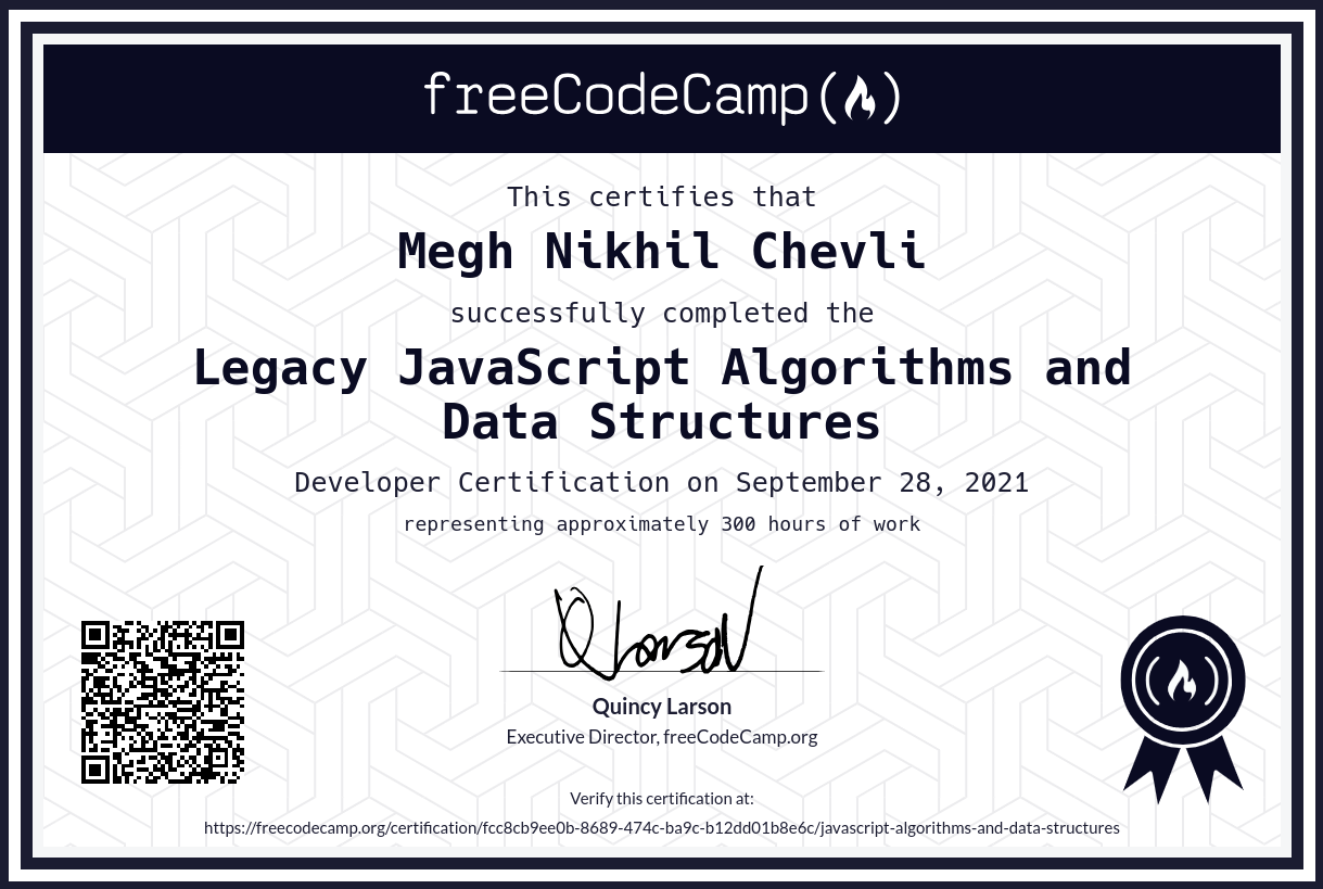 Javascript with data structures certificate